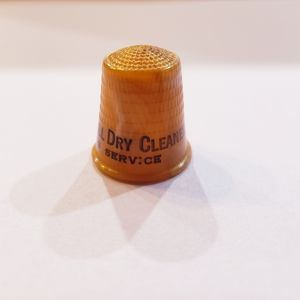 Vintage Thimble Celluloid Plastic Advertising Burns Hammill Dry Cleaners Sewing.